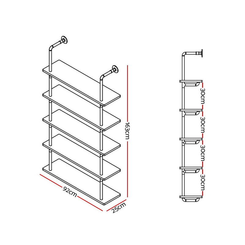 Artiss Floating DIY Pipe Shelf 5 Tiers - ISSA