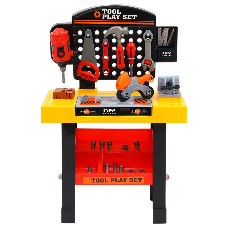 Keezi Kids Pretend Workbench DIY Tools 54 Piece Children Role Play Toys Black