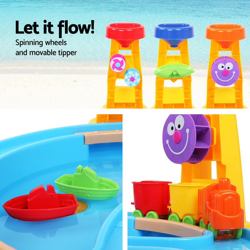 Keezi Kids Sandpit Pretend Play Set Water Sand Table Children Outdoor Toy Umbrella