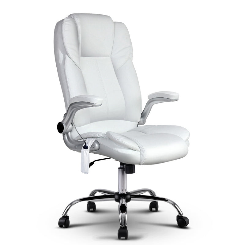 PU Leather Massage Office Chair White