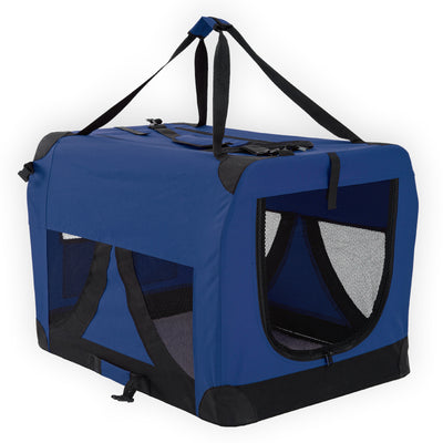 portable dog carrier crate soft blue large 