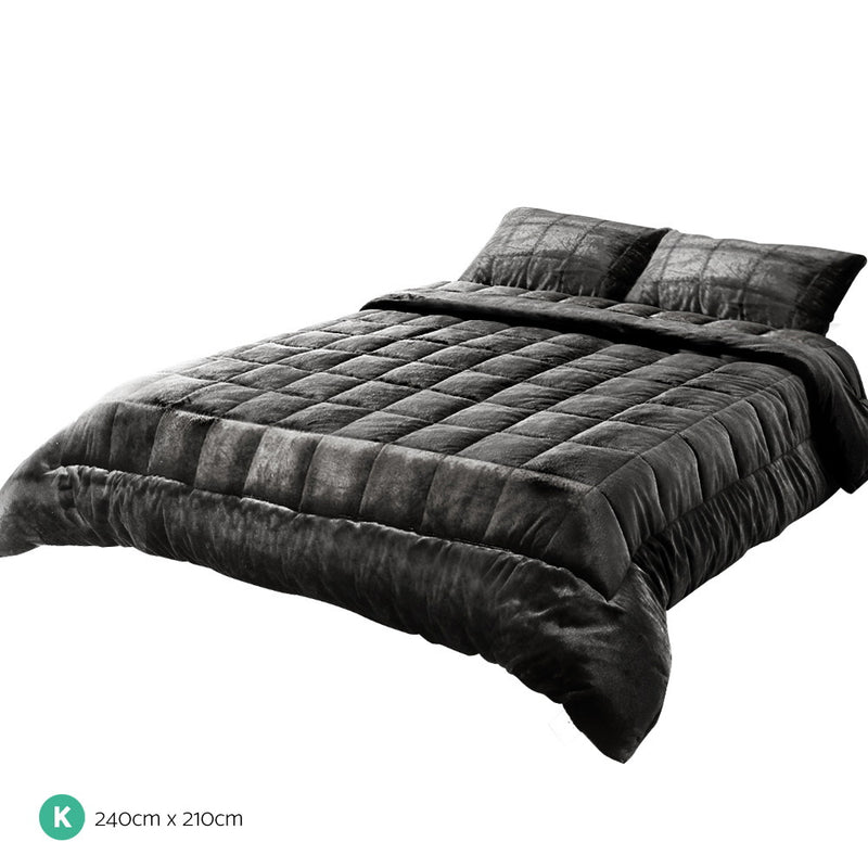 Giselle Bedding Faux Mink Quilt Charcoal King