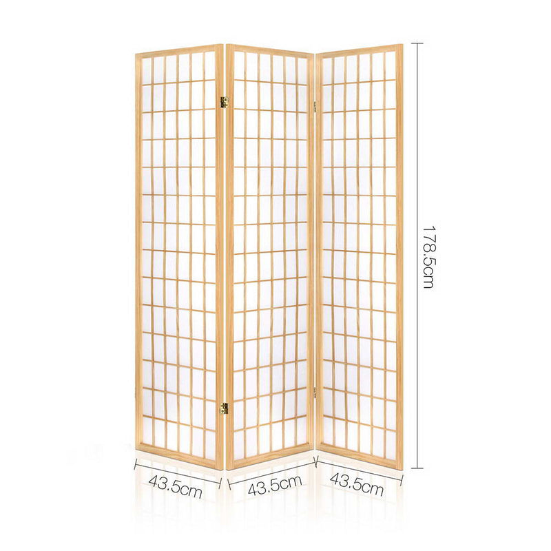 Artiss Room Divider Screen Wood Timber Dividers Fold Stand Wide Beige 3 Panel