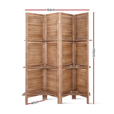 Artiss Room Divider Privacy Screen Foldable Partition Stand 4 Panel Brown