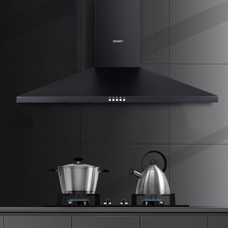 Devanti 900mm Range Hood 90cm Rangehood Black