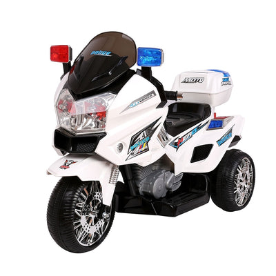 Kids Electric Police Motorbike White