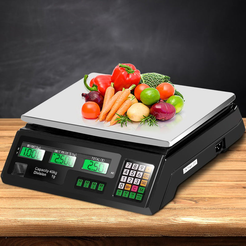 Emajin Scales Digital Kitchen 40KG Weighing Scales Platform Scales LCD Black