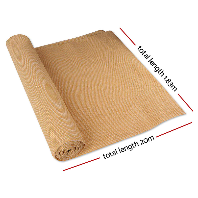 Instahut 90% Shade Cloth 1.83x20m Shadecloth Sail Heavy Duty Beige