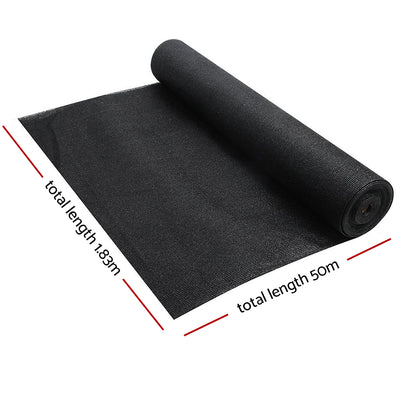 Instahut 50% Shade Cloth 1.83x50m Shadecloth Sail Heavy Duty Black