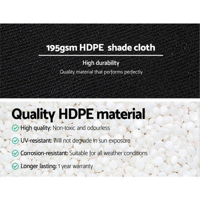Instahut 90% Shade Cloth 3.66x10m Shadecloth Sail Heavy Duty Black