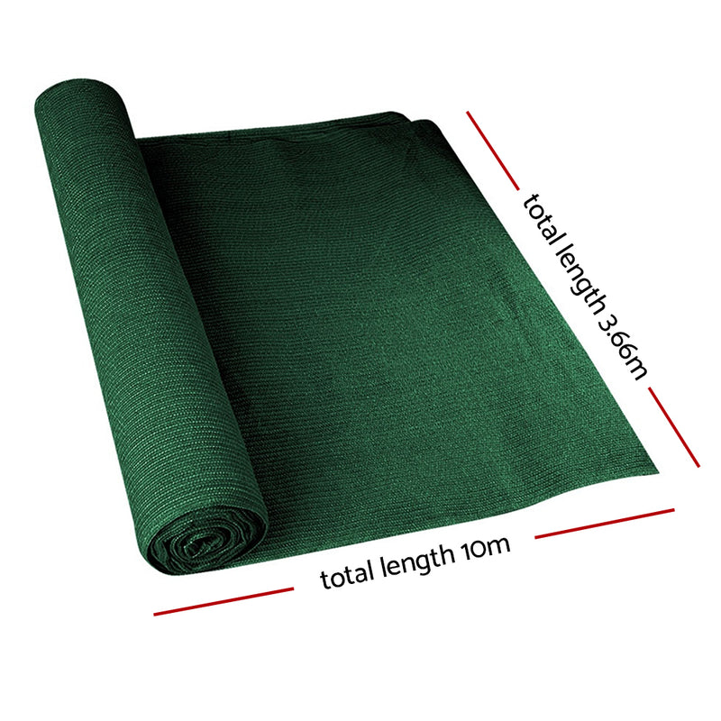 Instahut 90% Shade Cloth 3.66x10m Shadecloth Sail Heavy Duty Green