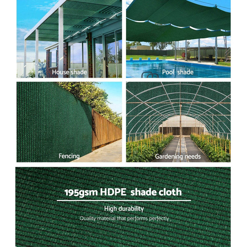 Instahut 90% Shade Cloth 3.66x20m Shadecloth Sail Heavy Duty Green