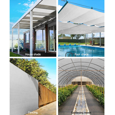 Instahut 70% Shade Cloth 3.66x30m Shadecloth Wide Heavy Duty White