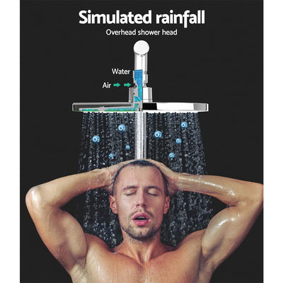 Cefito 9'' Rain Shower Head Set Handheld Round High Pressure Mixer Tap Chome