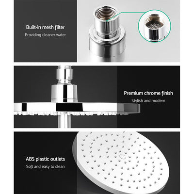 Cefito 9'' Rain Shower Head Set Handheld Round High Pressure Twins Tap Chome