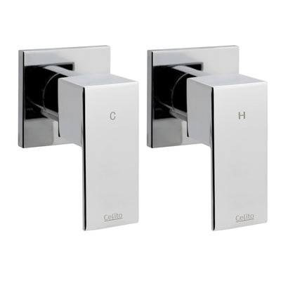 Cefito Shower Twins Tap Wall Bath Taps Brass Hot Cold Basin Bathroom Chrome
