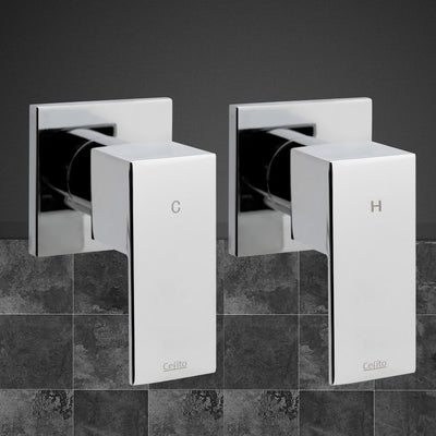 Cefito Shower Twins Tap Wall Bath Taps Brass Hot Cold Basin Bathroom Chrome