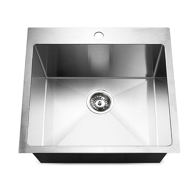Cefito Kitchen Sink 53X50CM Stainless Steel Basin Single Bowl Laundry Silver