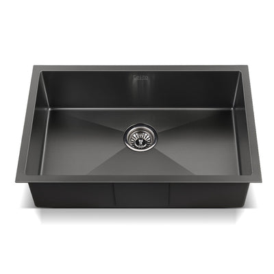 Cefito Kitchen Sink 70X45CM Stainless Steel Basin Single Bowl Laundry Black