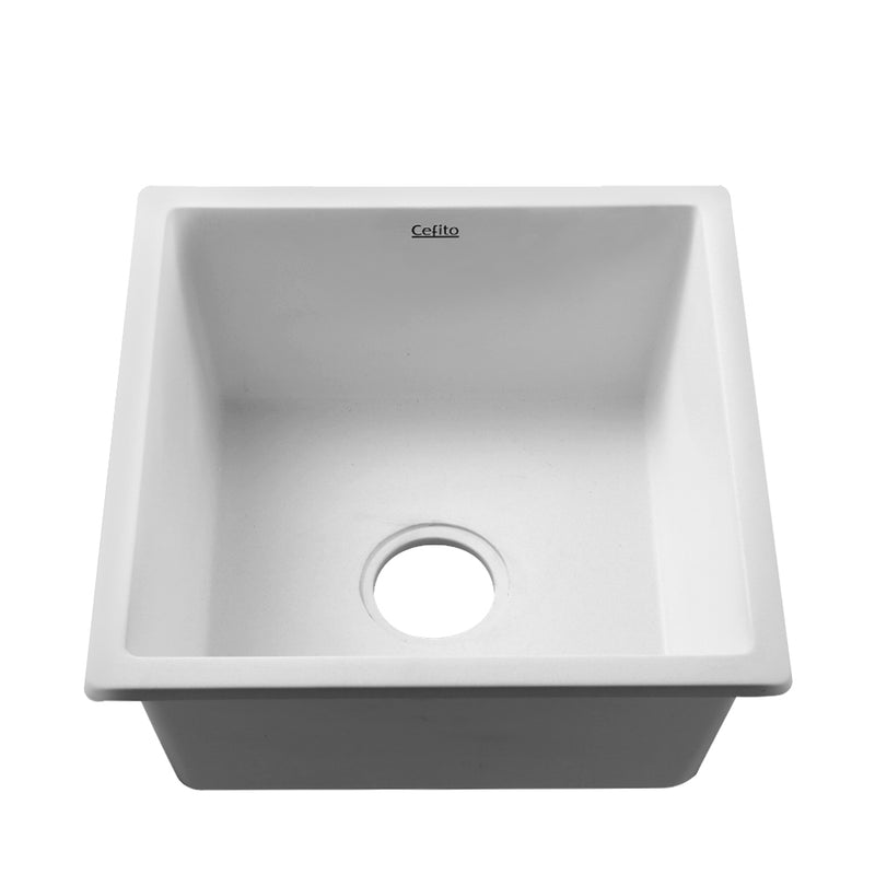 Cefito Stone Kitchen Sink 450X450MM Granite Under/Topmount Basin Bowl Laundry White