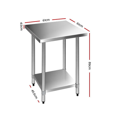 Cefito 610 x 610m Commercial Stainless Steel Kitchen Bench