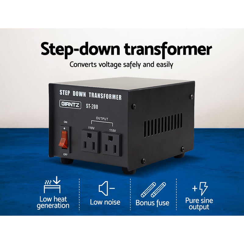 Giantz Step Down Transformer 200W 240V TO 110V Stepdown Voltage Converter AU-US