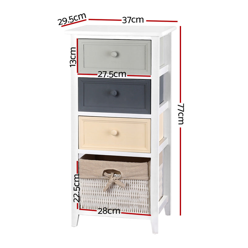 Artiss 3 Chest of Drawers with 1 Basket - BLUME