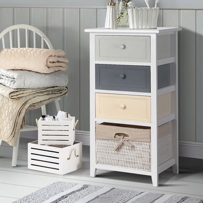 Artiss 3 Chest of Drawers with 1 Basket - BLUME
