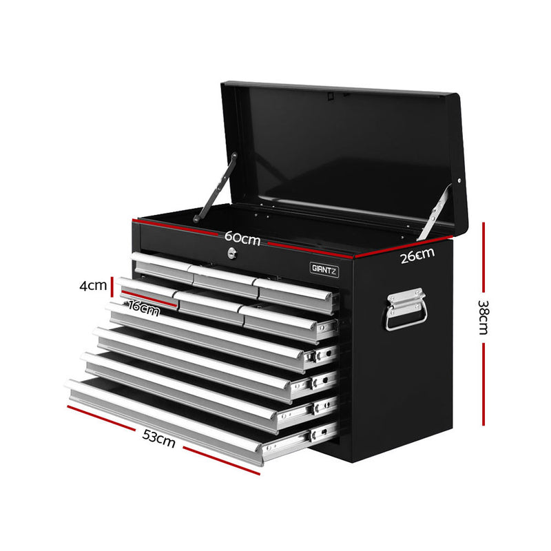 Giantz 10 Drawer Tool Box Cabinet Chest Toolbox Storage Garage Organiser Grey