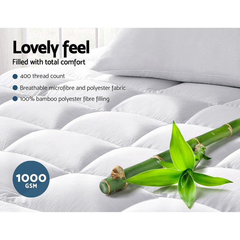 Giselle Bedding Mattress Topper Pillowtop Bamboo Single