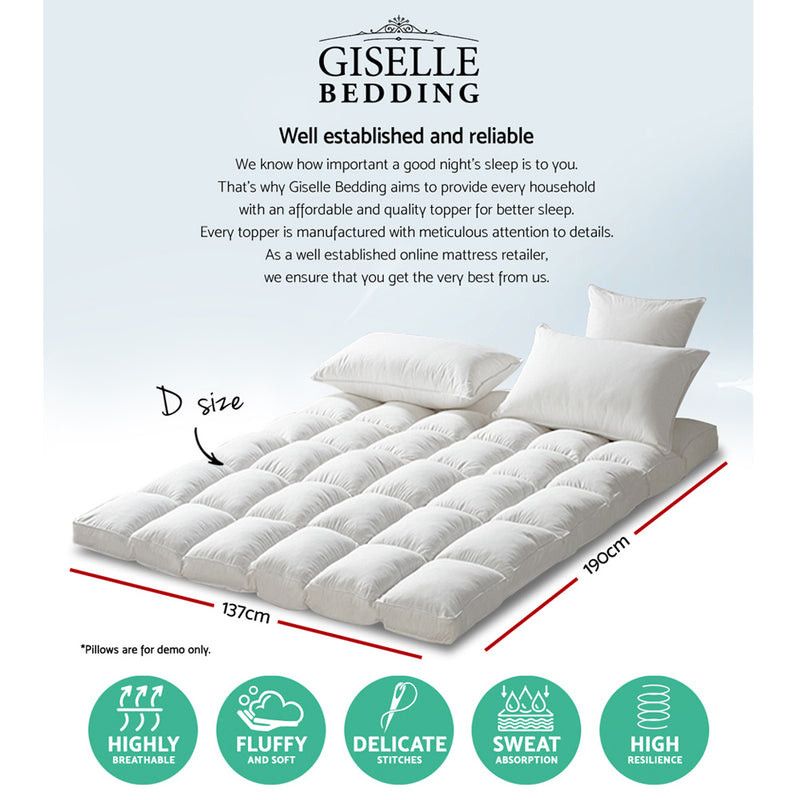Giselle Bedding Mattress Topper Pillowtop Protector Pad Double