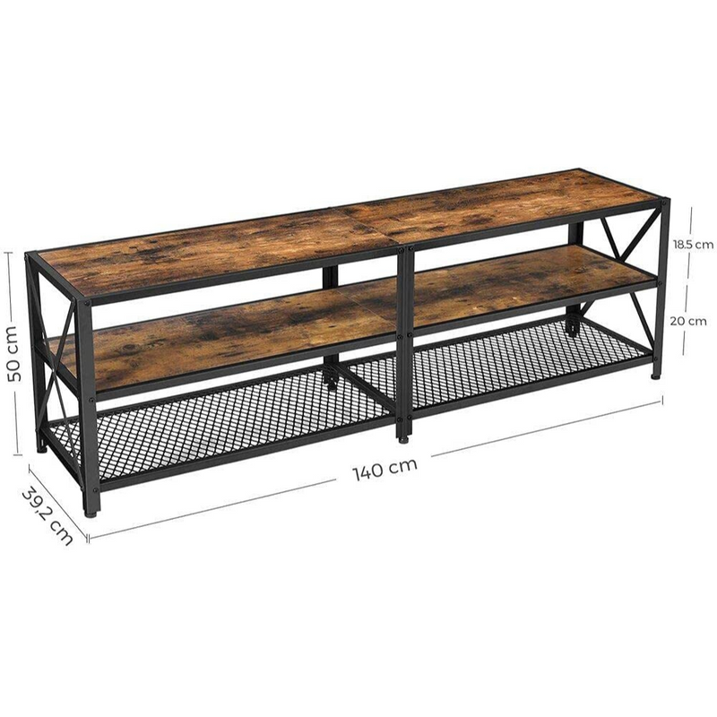 TV Stand for 60-Inch TV with Industrial Style Steel Frame Rustic Brown and Black