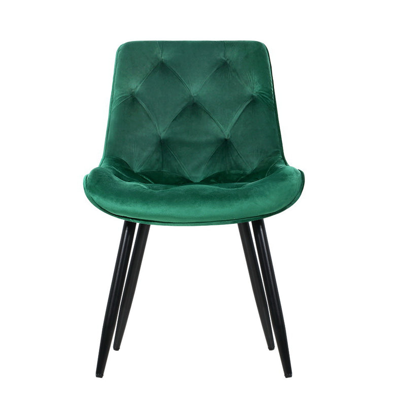 Artiss Dining Chairs Velvet Green Set of 2 Starlyn