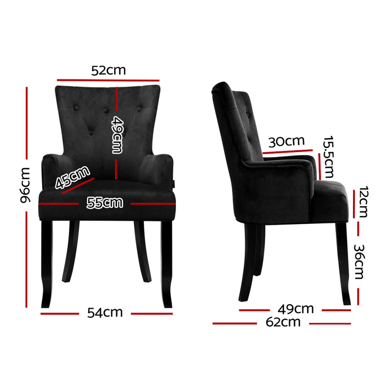 Artiss Dining Chair Velvet Black French Cayes