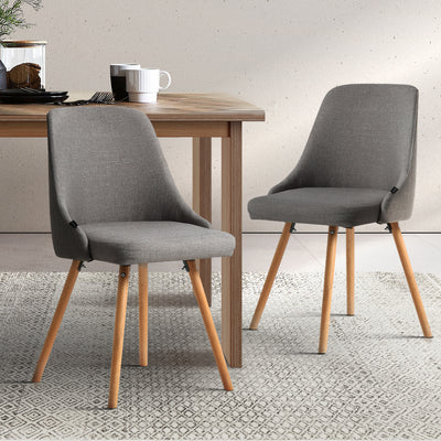 Artiss Dining Chairs Fabric Grey Set of 2 Kalmar