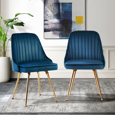 Artiss Dining Chairs Velvet Blue Set of 2 Nappa