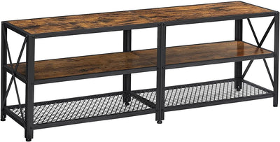 TV Stand for 60-Inch TV with Industrial Style Steel Frame Rustic Brown and Black