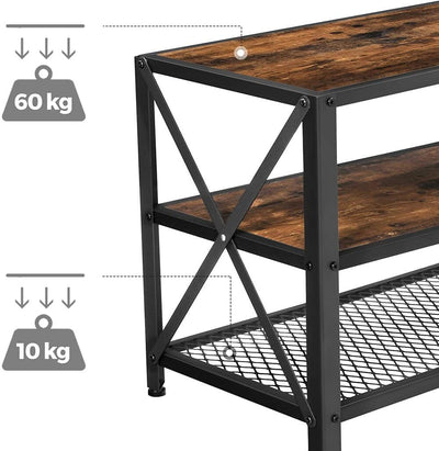 TV Stand for 60-Inch TV with Industrial Style Steel Frame Rustic Brown and Black