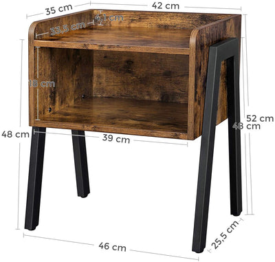 Vintage Nightstand Stackable End Table Wood Look Accent Furniture Metal Frame