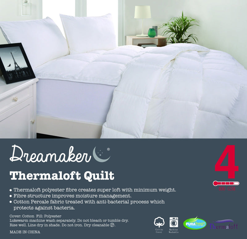 Dreamaker Thermaloft Quilt 400Gsm Single Bed