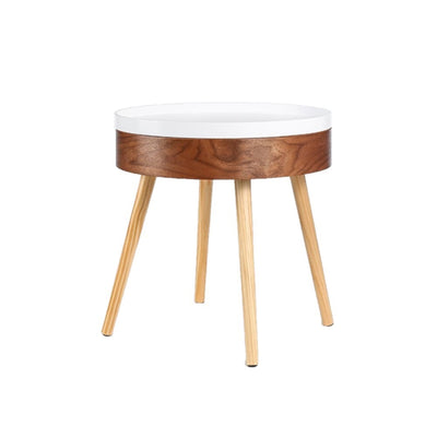 Fuzo Round Side Table With Serving Tray And Storage