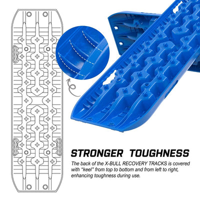 X-BULL Recovery tracks kit Boards 4WD strap mounting 4x4 Sand Snow Car GEN3.0 6pcs blue