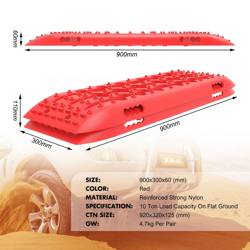 X-BULL KIT1 Recovery track Board Traction Sand trucks strap mounting 4x4 Sand Snow Car Red