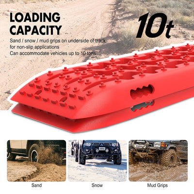 X-BULL KIT1 Recovery track Board Traction Sand trucks strap mounting 4x4 Sand Snow Car Red