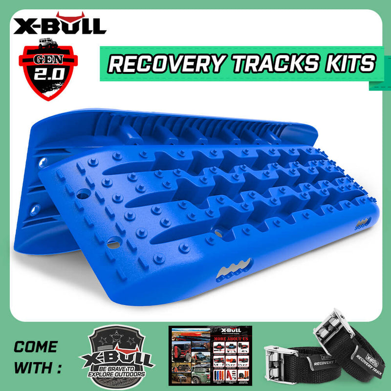 X-BULL KIT1 Recovery track Board Traction Sand trucks strap mounting 4x4 Sand Snow Car Blue