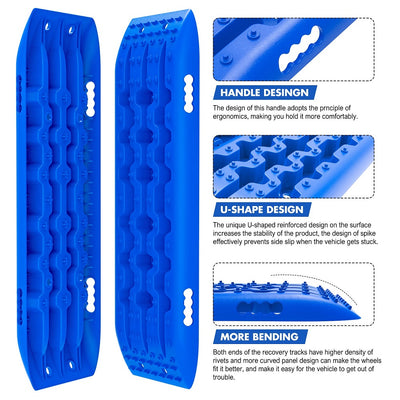 X-BULL KIT1 Recovery track Board Traction Sand trucks strap mounting 4x4 Sand Snow Car Blue