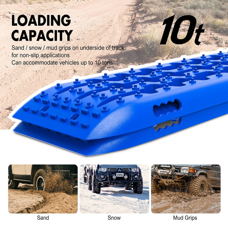 X-BULL KIT1 Recovery track Board Traction Sand trucks strap mounting 4x4 Sand Snow Car Blue