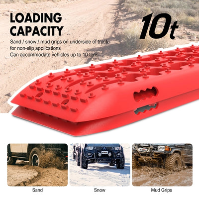 X-BULL KIT2 Recovery tracks 6pcs Board Traction Sand trucks strap mounting 4x4 Sand Snow Car Red