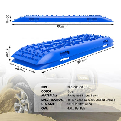 X-BULL Recovery tracks kit Board Traction Sand trucks strap mounting 4x4 Sand Snow Car Blue 6pcs