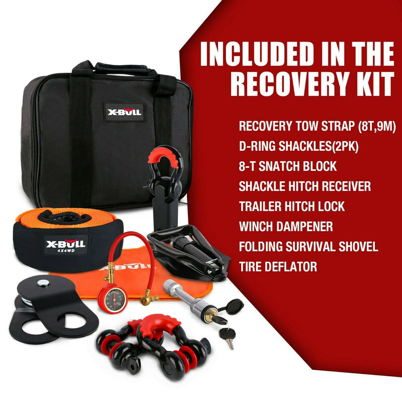 X-BULL Winch Recovery Kit Recovery tracks /Snatch Strap Off Road 4WD Orange